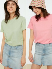 Набор футболок Trendyol модель TWOSS20TS0141/Pembe-Mint Фото