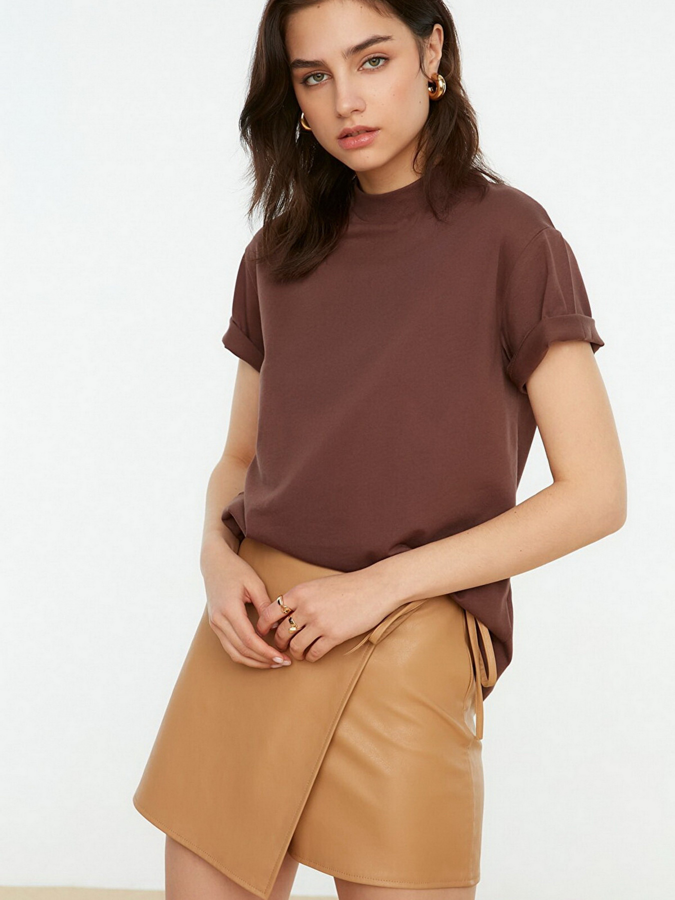 Набор футболок Trendyol модель TWOSS20TS1500/Kahverengi-Bej Фото