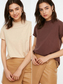 Набор футболок Trendyol модель TWOSS20TS1500/Kahverengi-Bej Фото