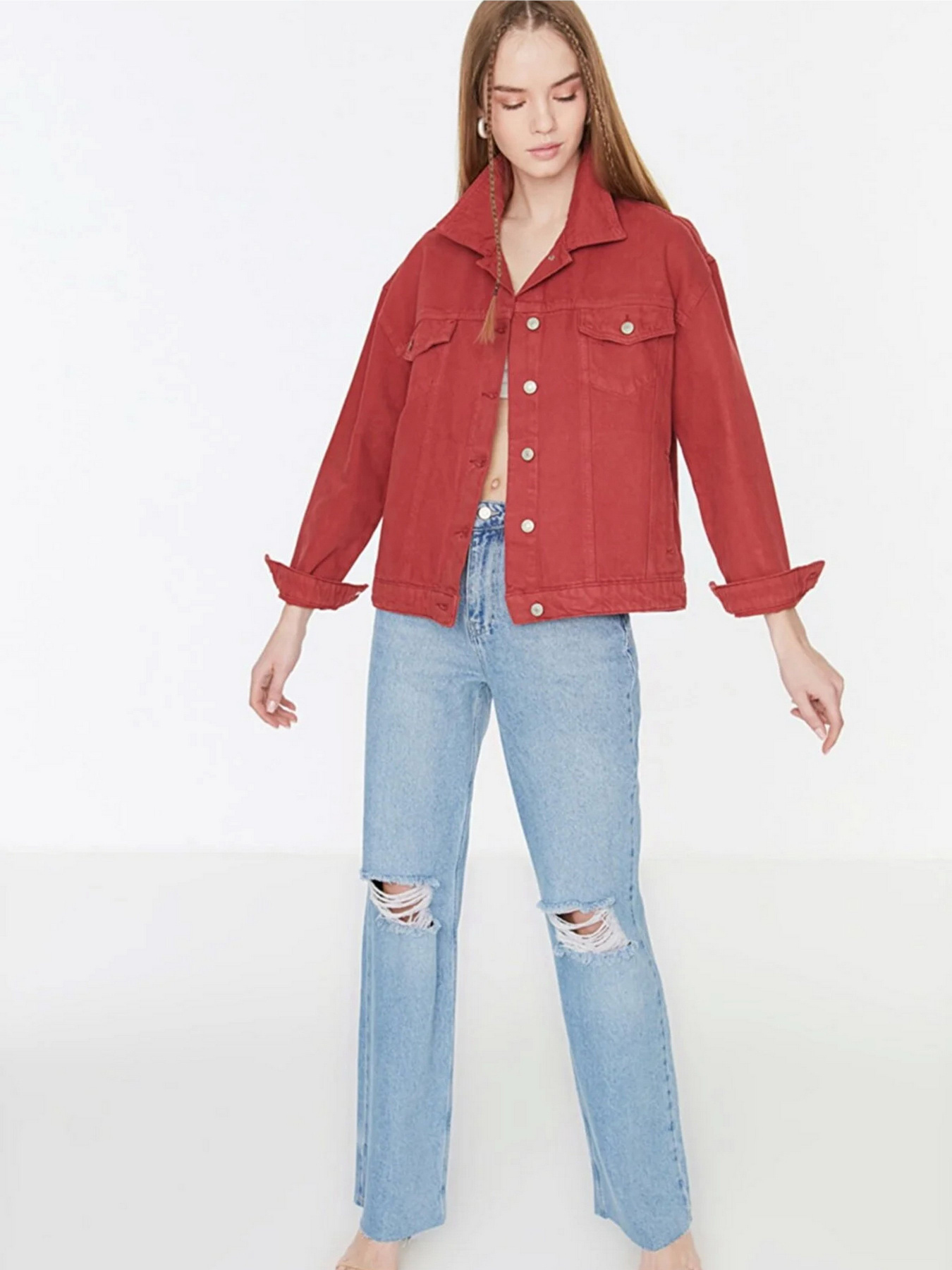 Джинсовая куртка Trendyol модель TWOSS20CE0159/Kiremit Фото