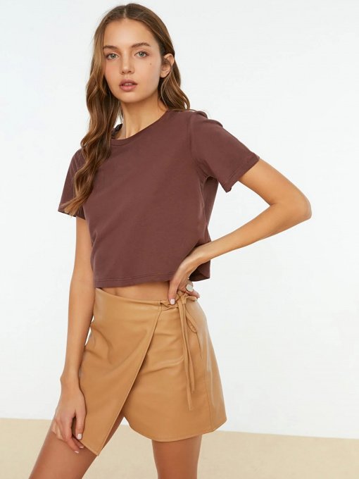Футболка Trendyol модель TWOSS20TS0135/Kahverengi Фото