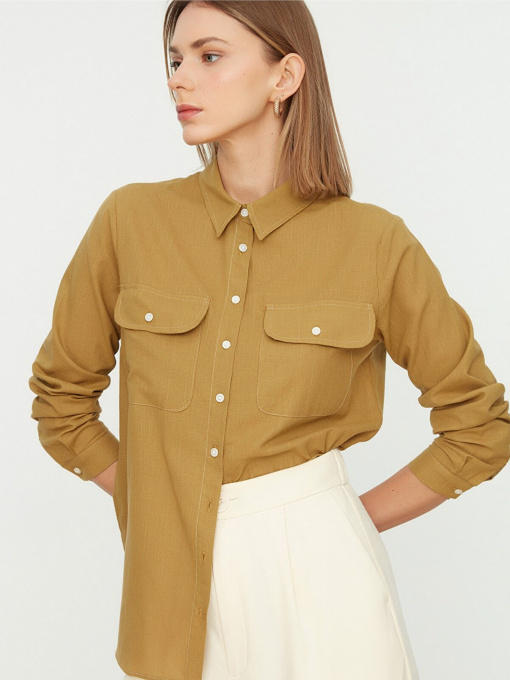 Рубашка повседневная Trendyol модель TWOSS22GO0187/Kahverengi Фото