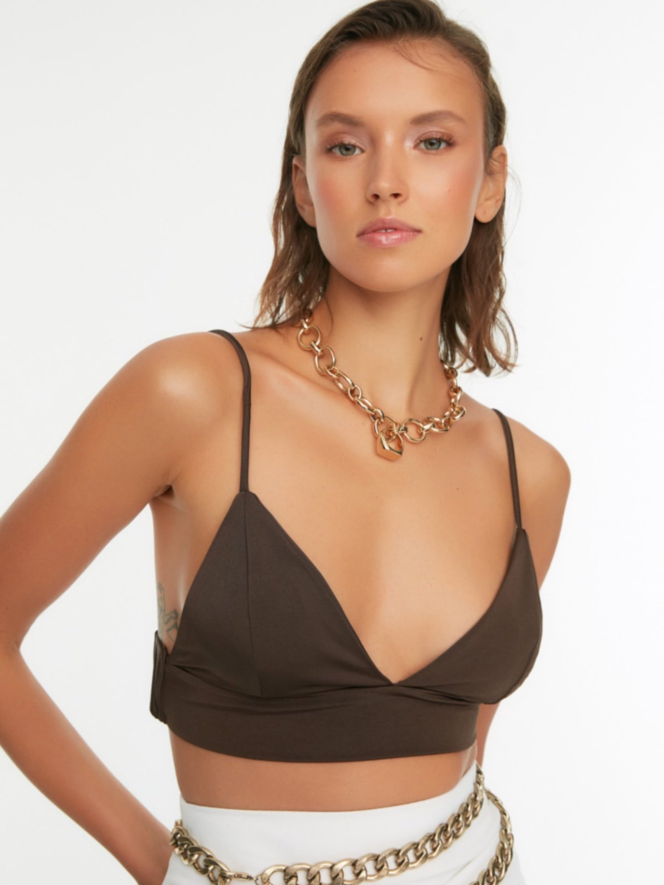 Бюстгальтер Trendyol модель TPRSS22BS00005/Koyu Kahverengi Фото