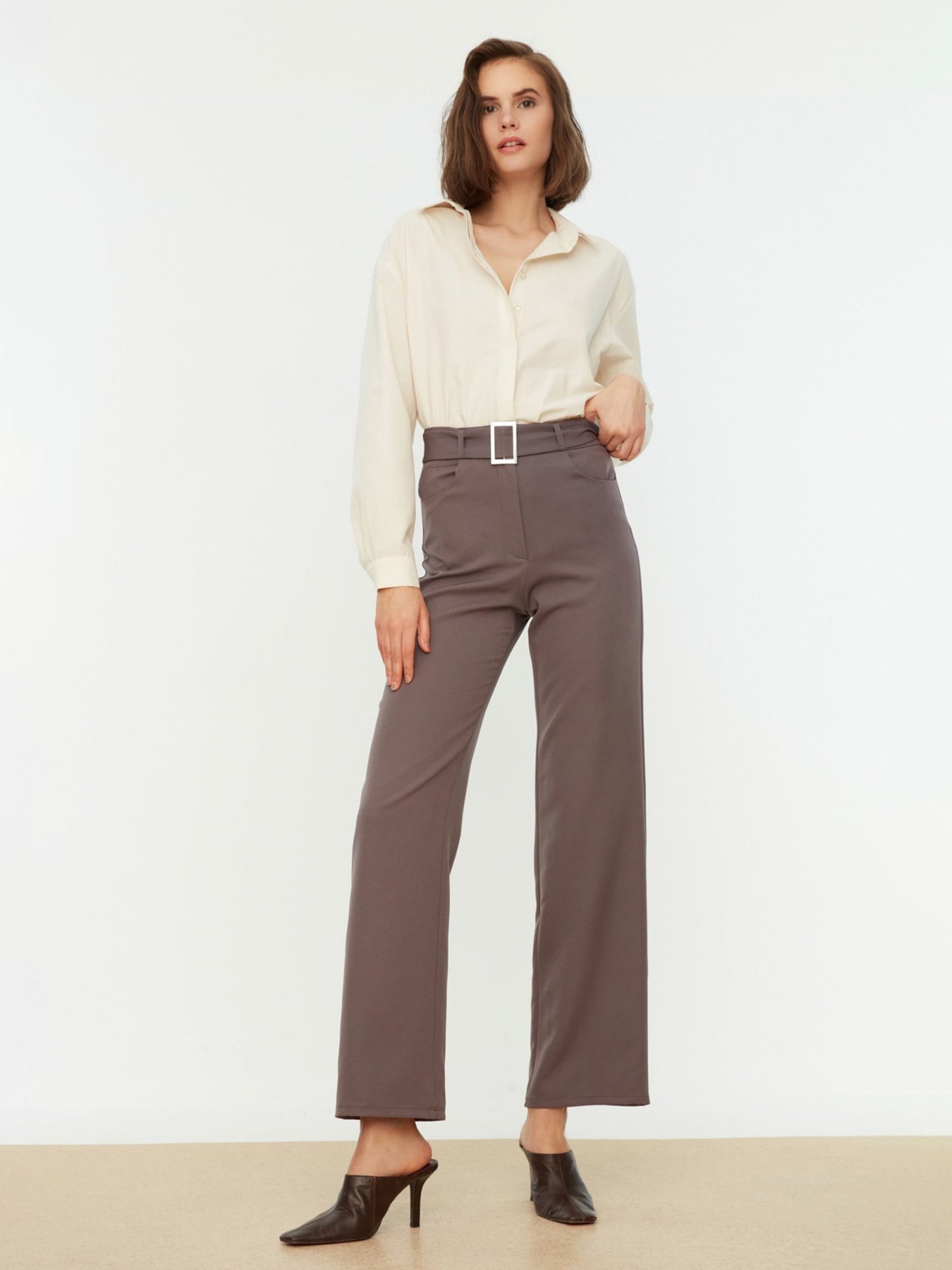 Класичні штани Trendyol модель TWOSS21PL0104/Antrasit Фото