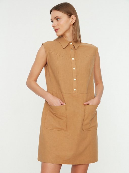 Платье мини Trendyol модель TWOSS22EL1068/Camel Фото