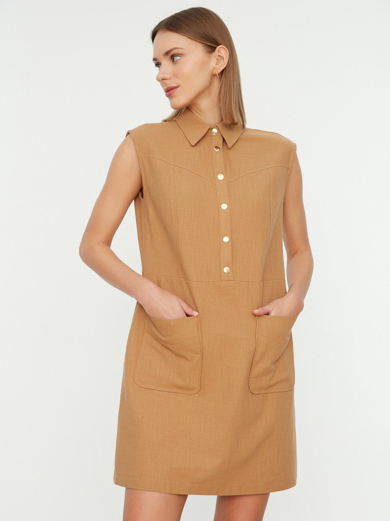 Сукня міні Trendyol модель TWOSS22EL1068/Camel Фото