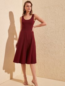 Платье миди Trendyol модель TWOSS19VG0202/Bordo Фото