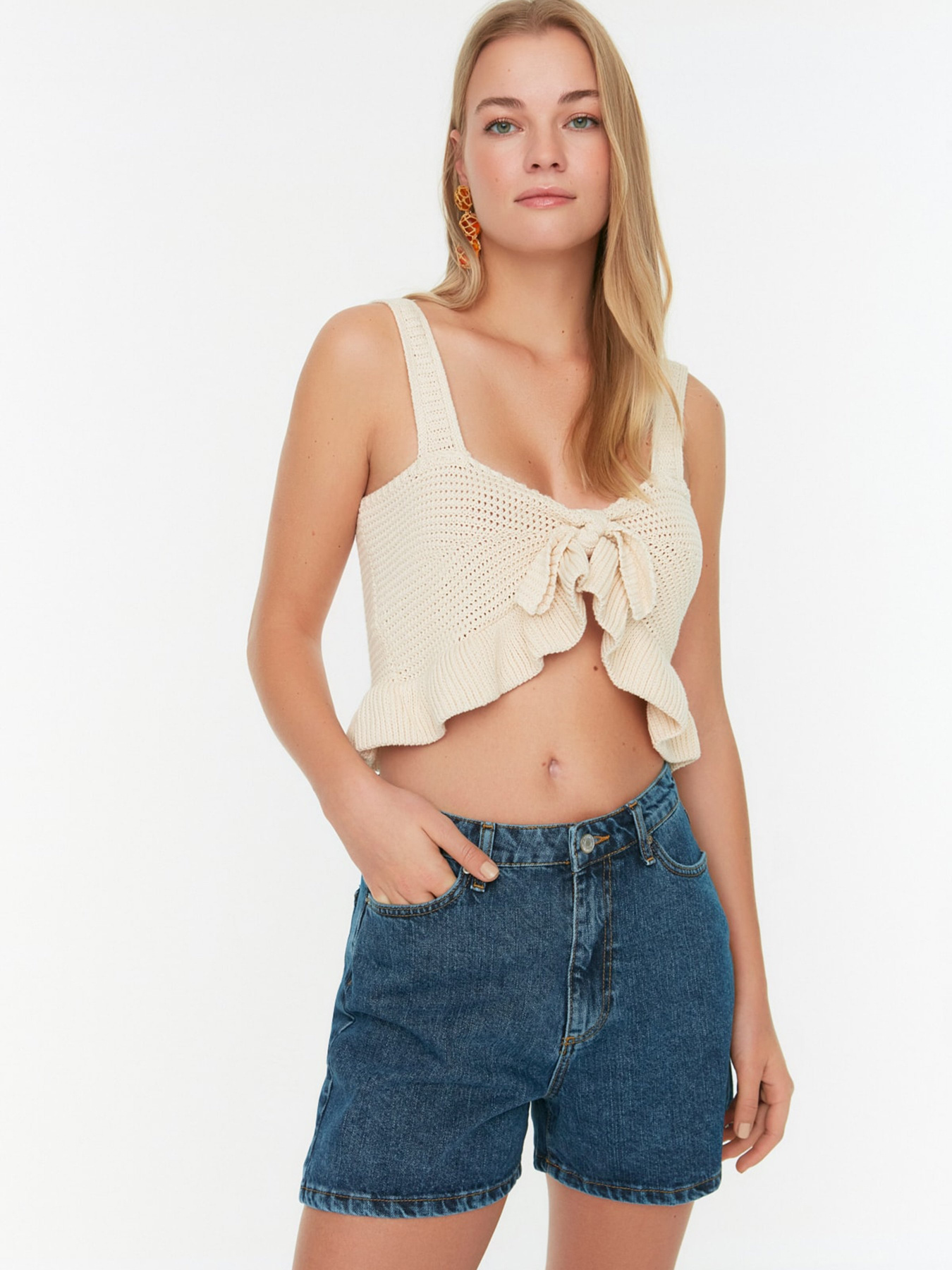 Джинсові шорти Trendyol модель TWOSS22SR00095/Mavi Фото