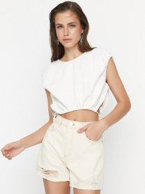 Шорти джинсові Trendyol модель TWOSS22SR00118/Ekru Фото