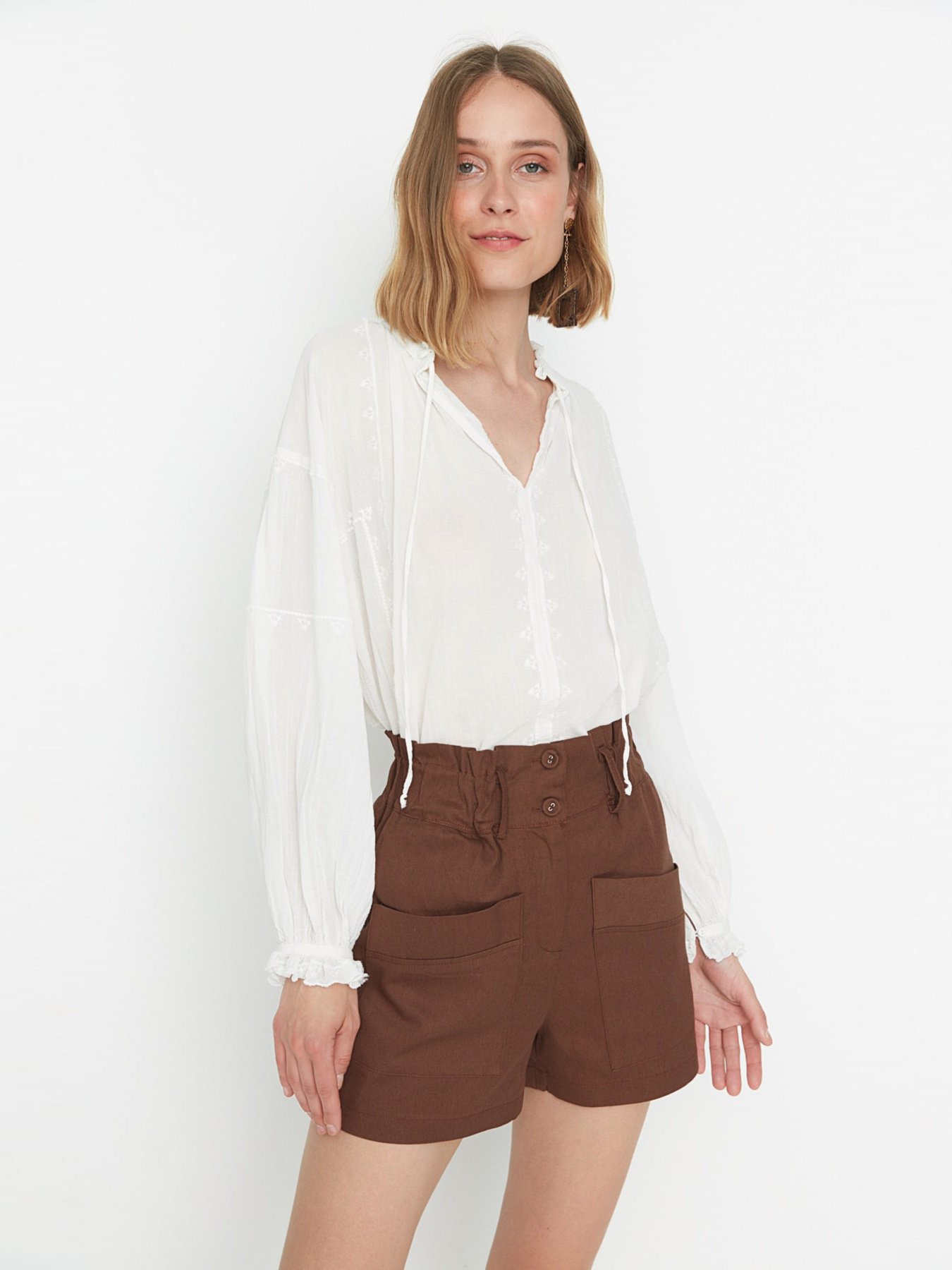 Шорти Trendyol модель TWOSS22SR0419/Kahverengi Фото