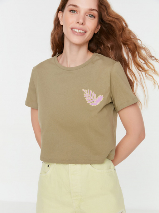 Футболка Trendyol модель TWOSS22TS2300/Haki Фото