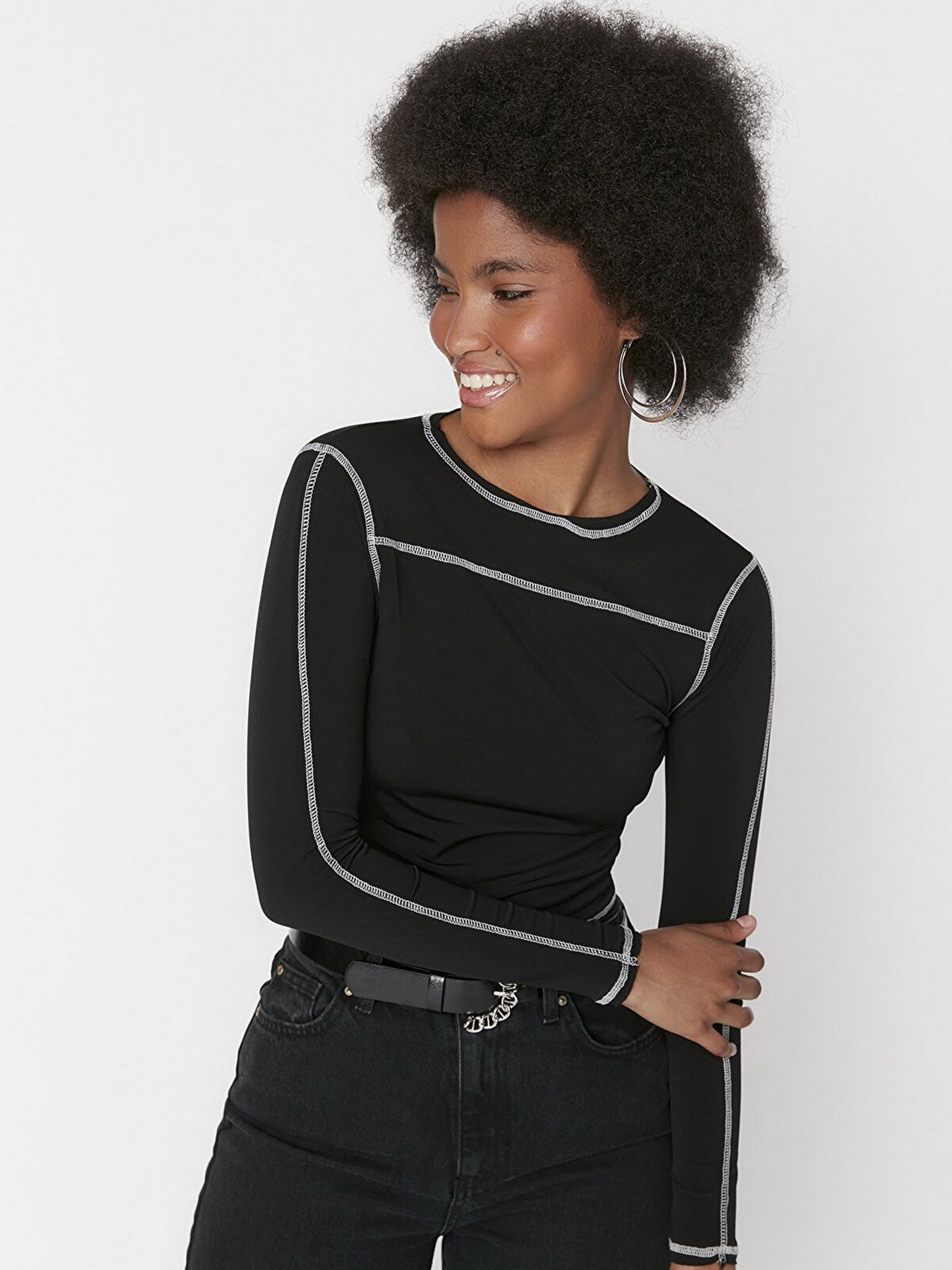 Лонгслив Trendyol модель TWOAW23BZ00255/Siyah Фото