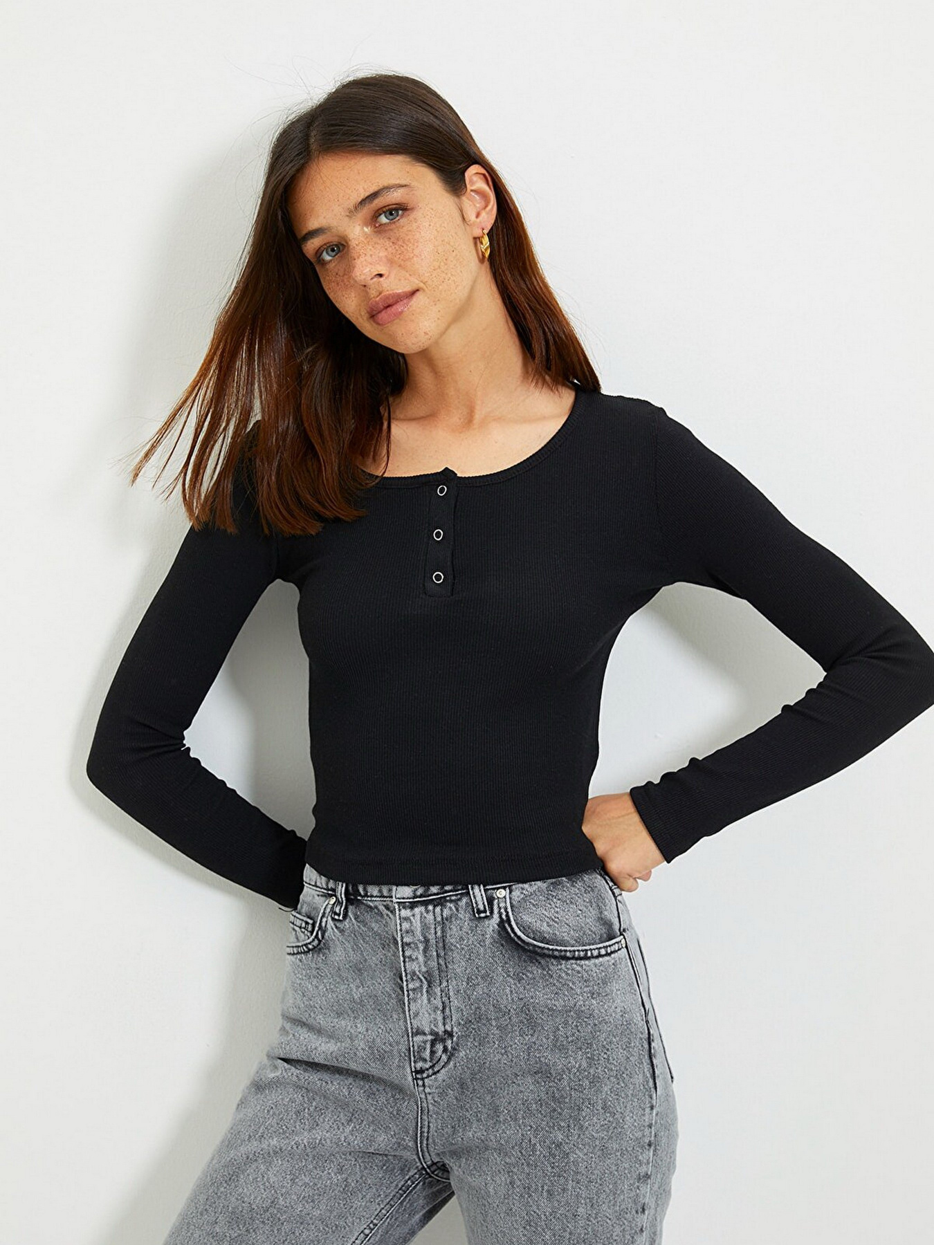 Набор лонгсливов Trendyol модель TWOAW22BZ0140/Siyah-Beyaz Фото