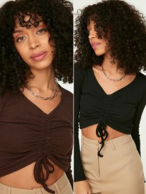 Топ Trendyol модель TWOAW22BZ0138/Siyah-Kahverengi Фото