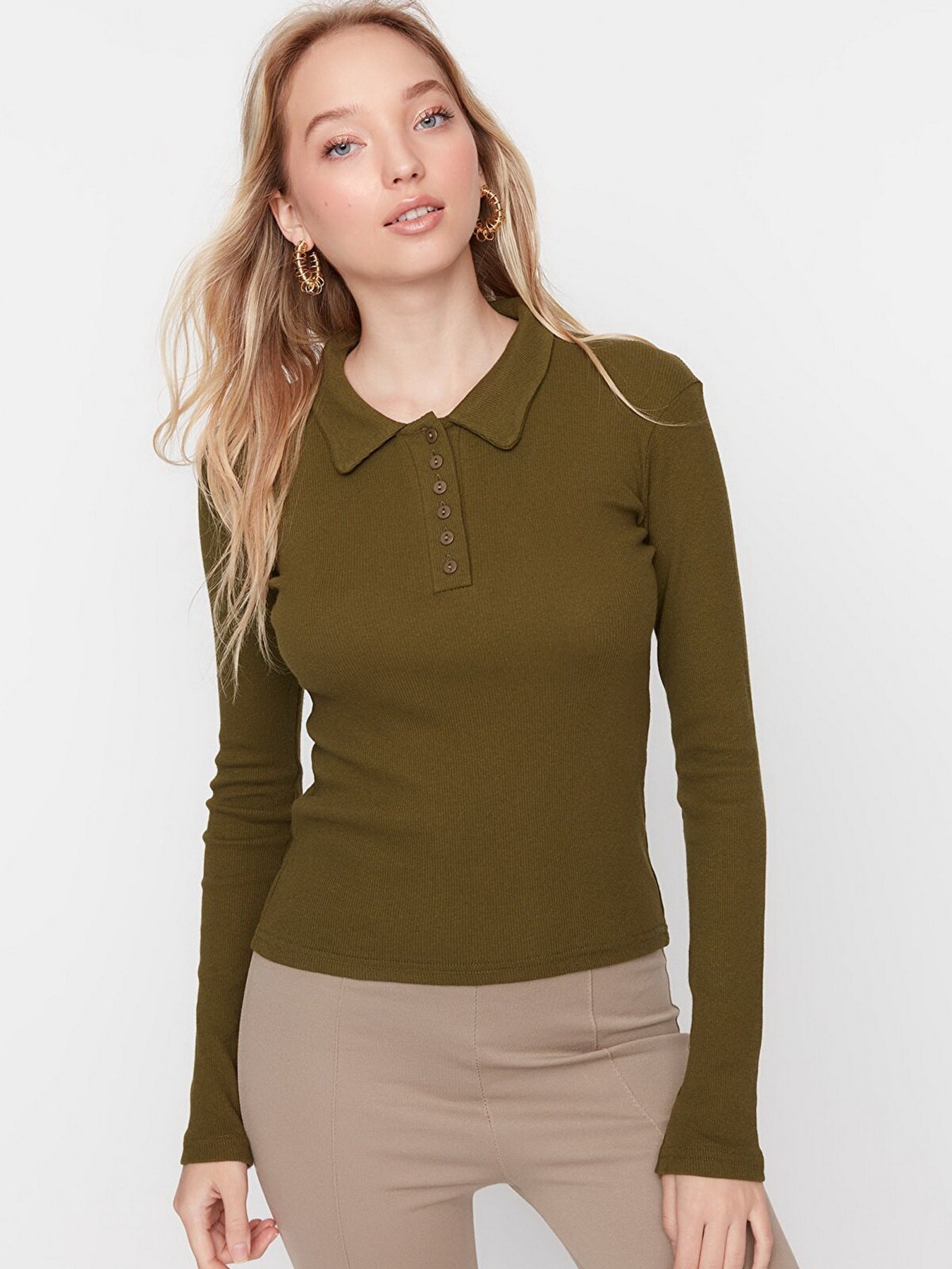 Поло Trendyol модель TWOAW21BZ0506/Haki Фото