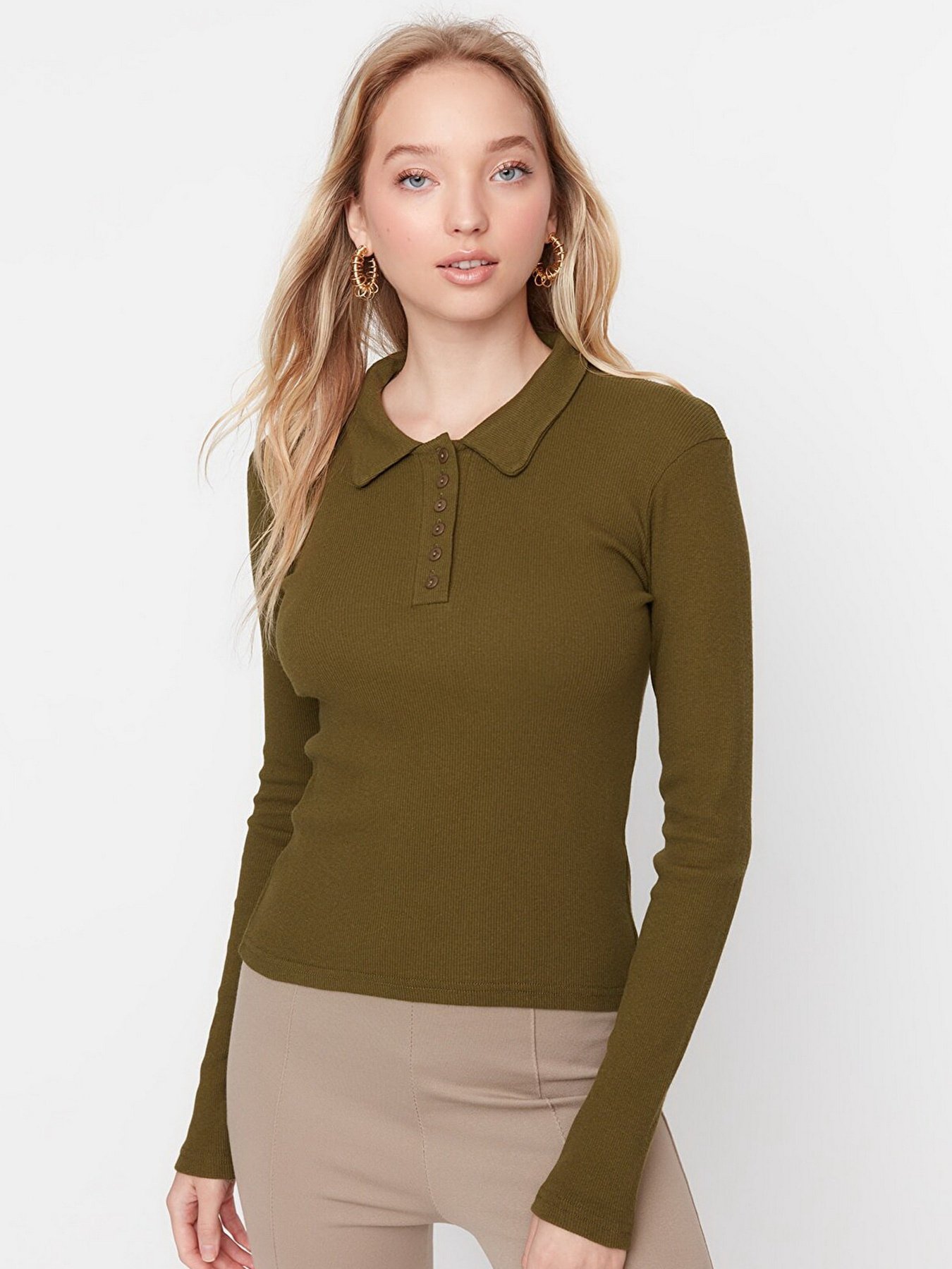 Поло Trendyol модель TWOAW21BZ0506/Haki Фото