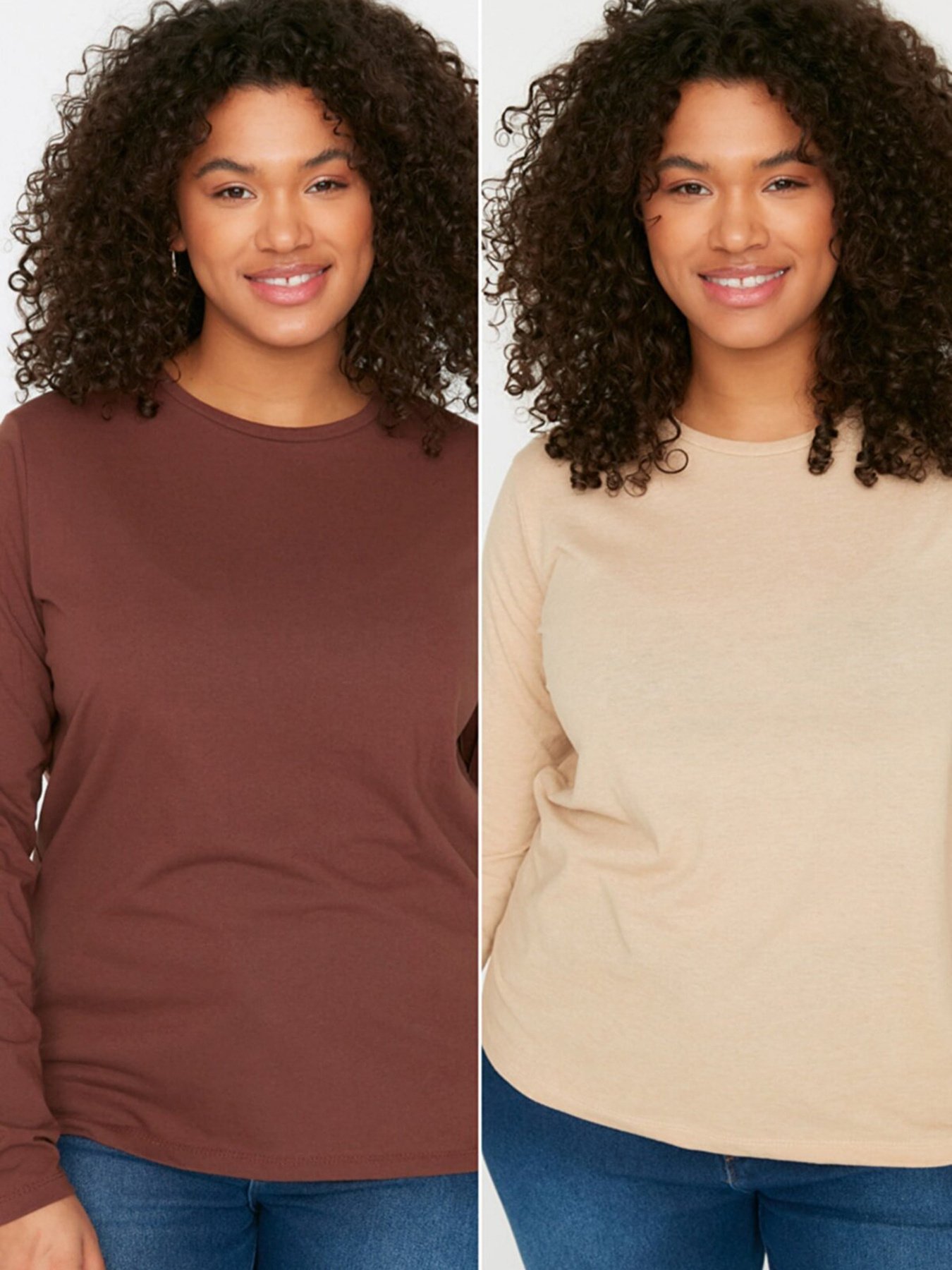 Набор лонгсливов Trendyol модель TBBSS22TS2442/Kahverengi-Bej Фото