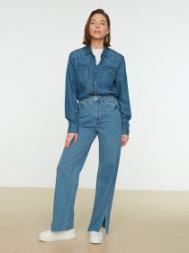 Широкі джинси Trendyol модель TCTAW22JE0340/Acik Mavi Фото