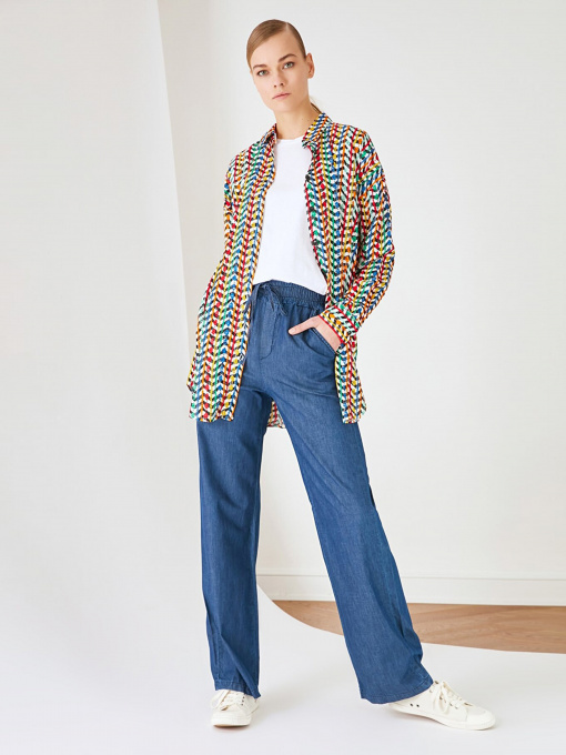 Широкие джинсы Trendyol модель TCTSS21JE0722/Koyu Lacivert Фото