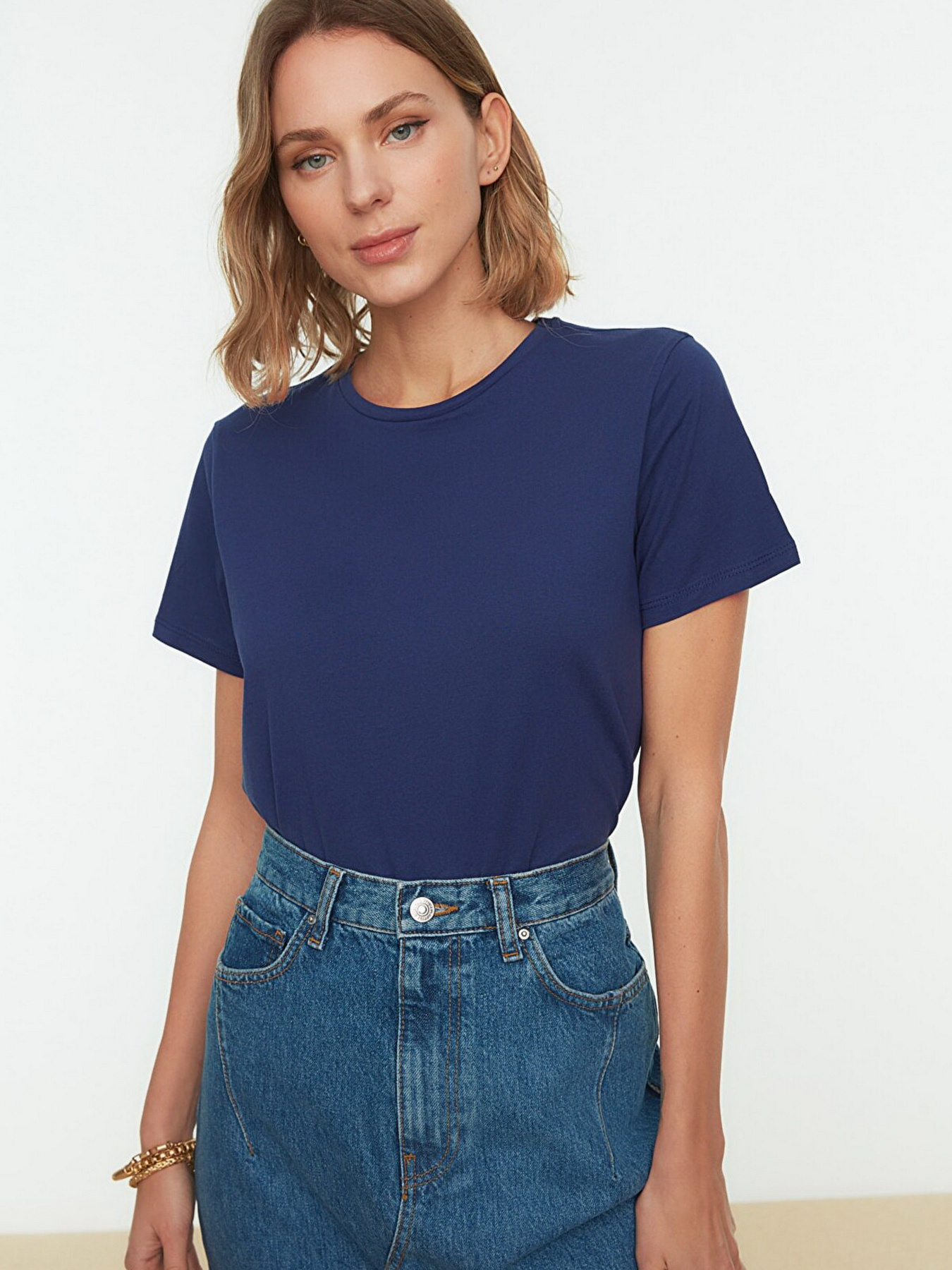 Набор футболок Trendyol модель TWOSS20TS0141/Lacivert-Bej Фото