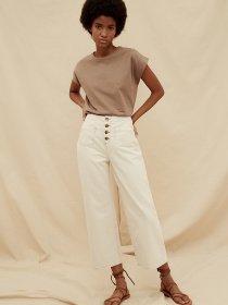 Широкие джинсы Trendyol модель TWOSS21JE0298/Ekru Фото