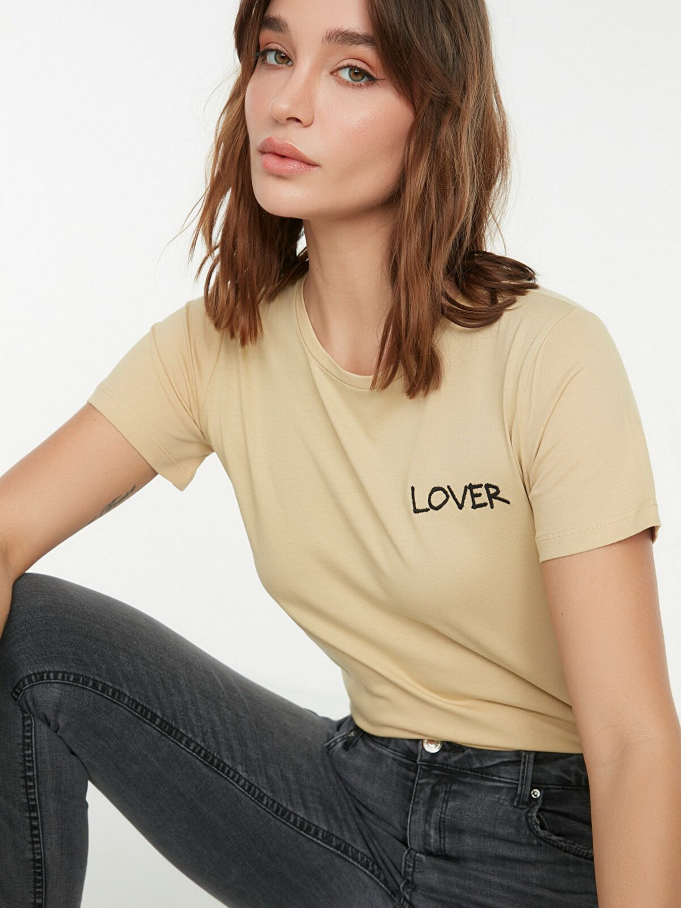 Футболка Trendyol модель TWOSS22TS00141/Bej Фото