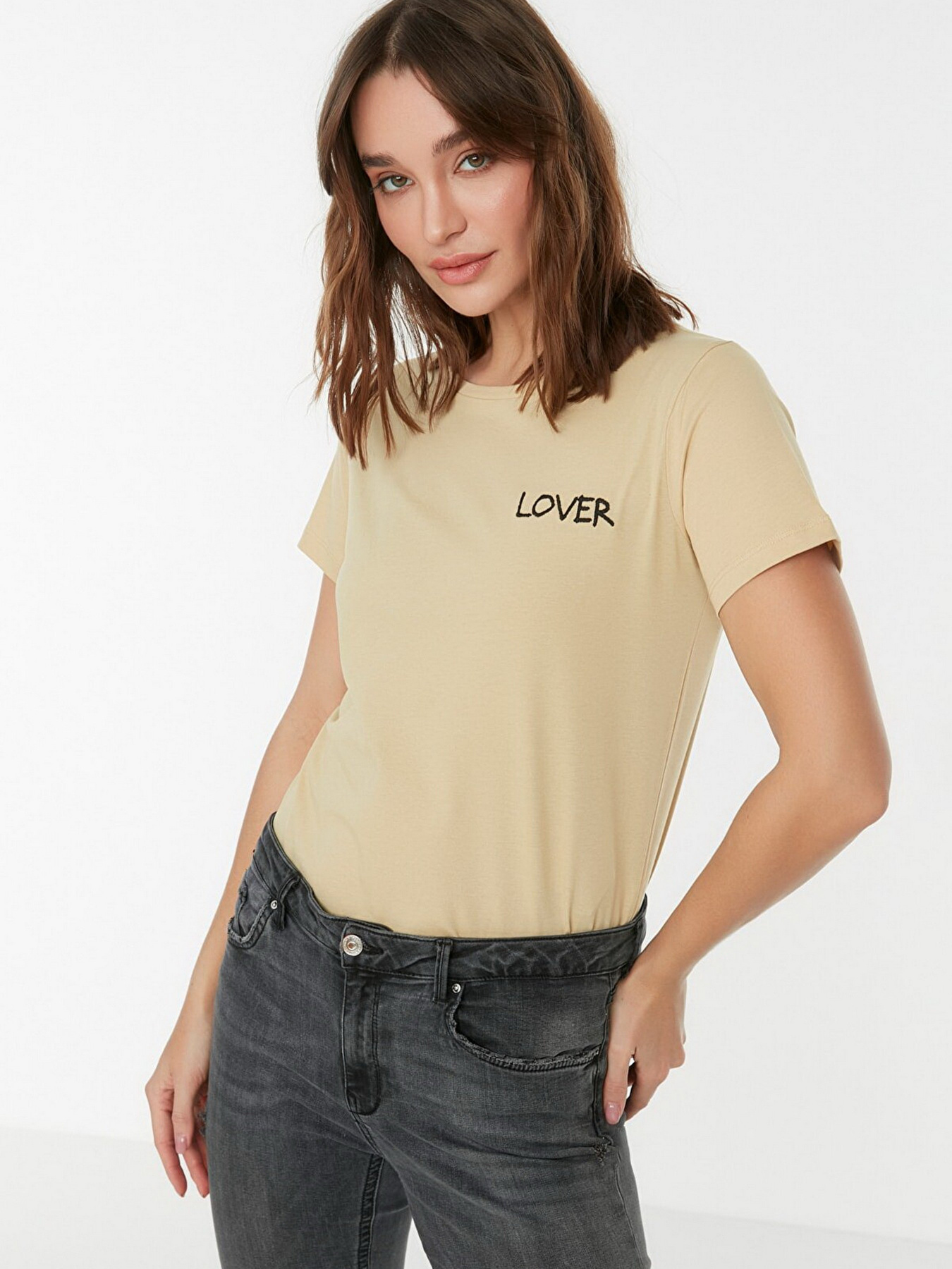 Футболка Trendyol модель TWOSS22TS00141/Bej Фото