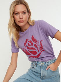 Футболка Trendyol модель TWOSS22TS0867/Lila Футболка Trendyol модель TWOSS22TS0867/Lila Фото