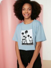 Футболка Trendyol модель TWOSS22TS1122/Mavi Фото