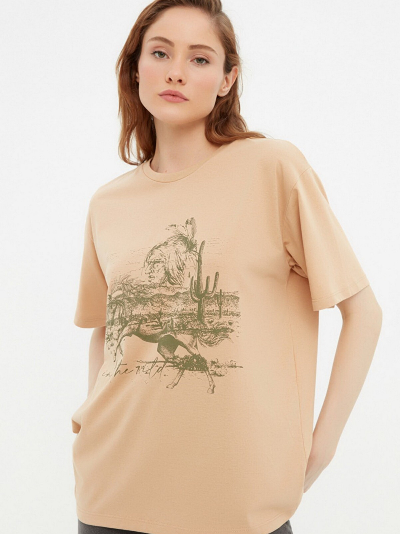 Футболка Trendyol модель TWOSS22TS1166/Bej Фото