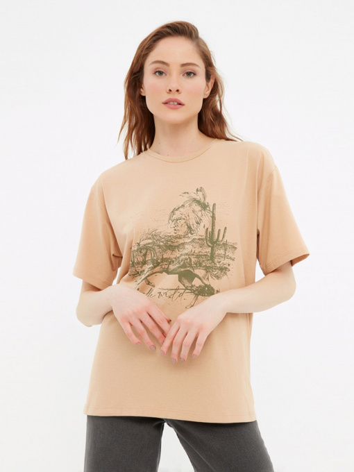 Футболка Trendyol модель TWOSS22TS1166/Bej Фото