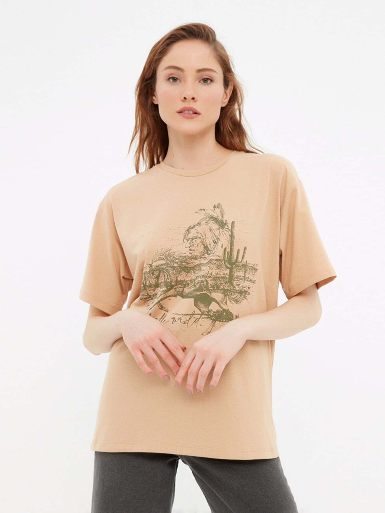 Футболка Trendyol модель TWOSS22TS1166/Bej Фото