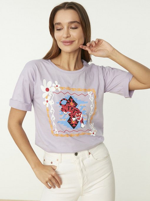 Футболка Trendyol модель TWOSS22TS1518/Lila Фото