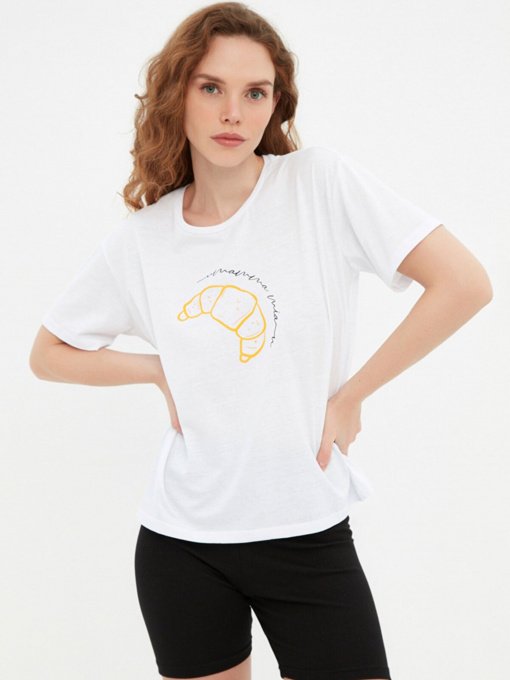 Футболка Trendyol модель TWOSS22TS1809/Beyaz Фото