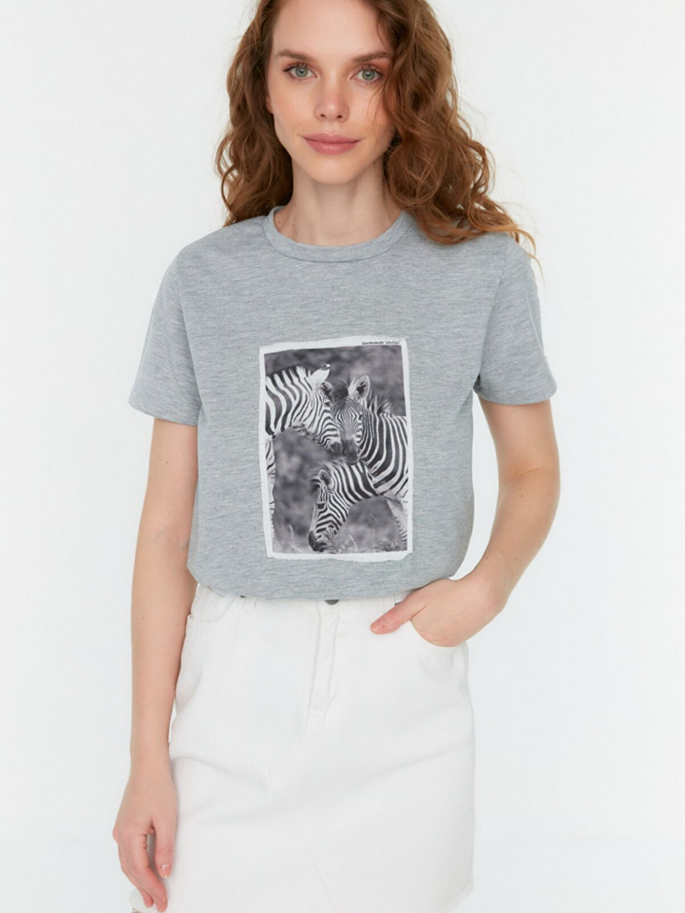 Футболка Trendyol модель TWOSS22TS1813/Gri Фото