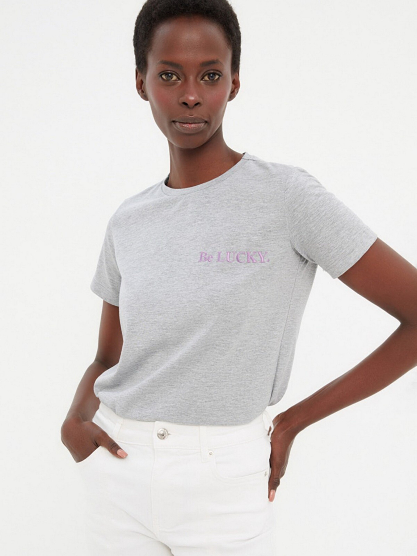 Футболка Trendyol модель TWOSS22TS2106/Gri Фото