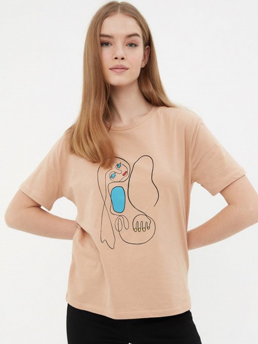 Футболка Trendyol модель TWOSS22TS2157/Bej Фото