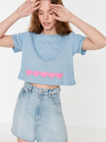 Футболка Trendyol модель TWOSS22TS2402/Mavi Футболка Trendyol модель TWOSS22TS2402/Mavi Фото