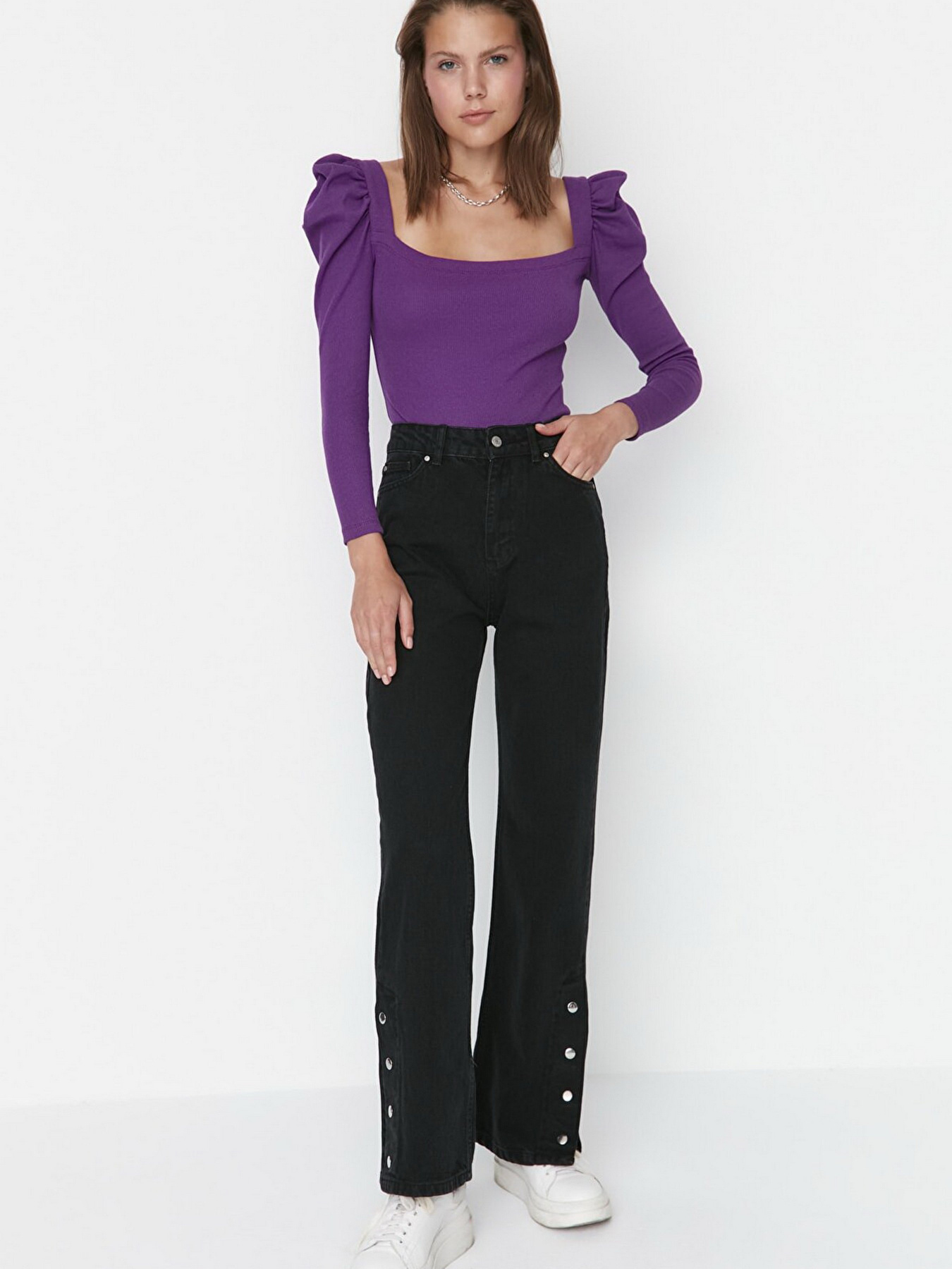 Широкі джинси Trendyol модель TWOAW23JE00180/Siyah Фото