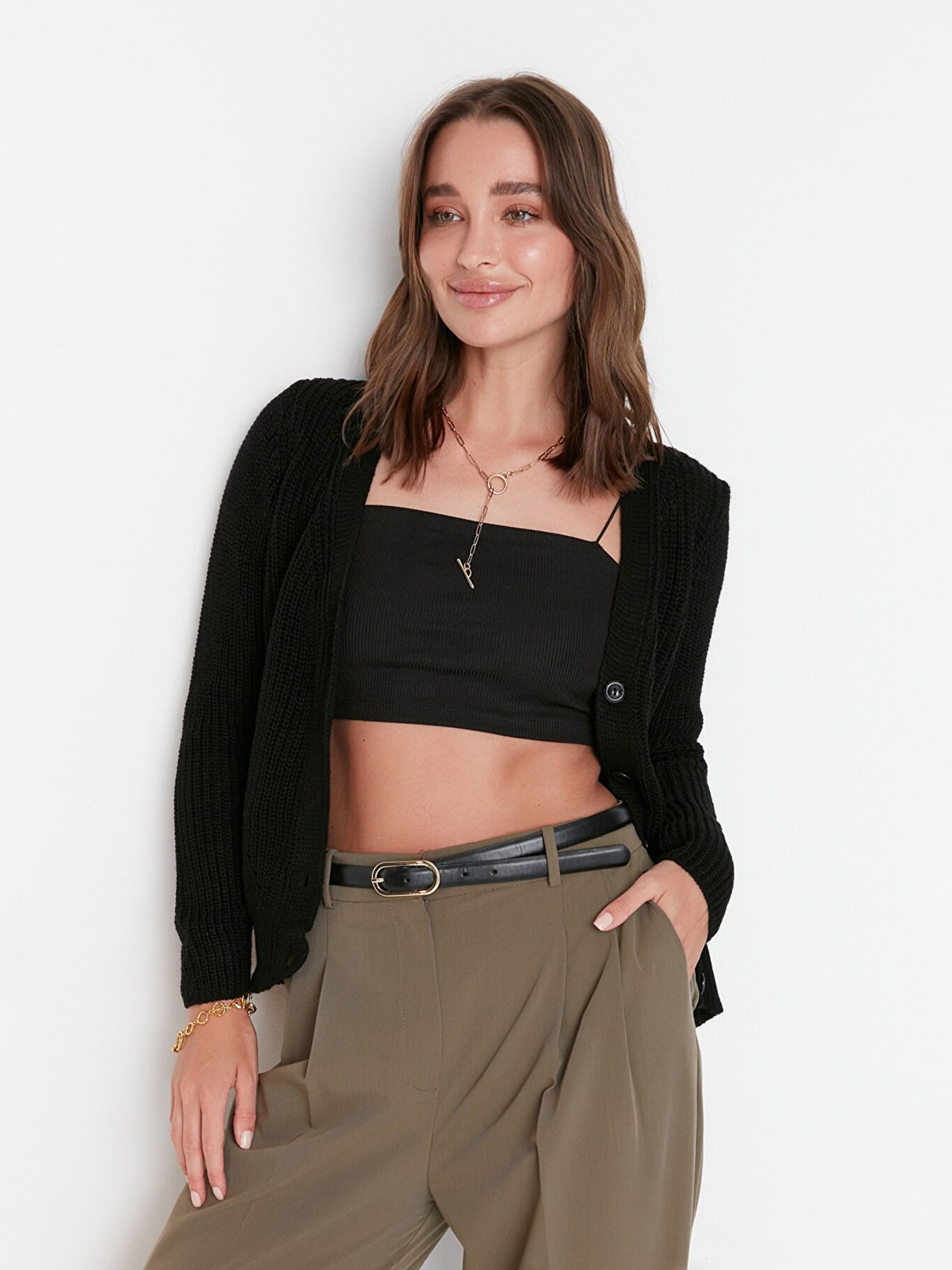 Кардиган Trendyol модель TWOAW21HI0128/Siyah Кардиган Trendyol модель TWOAW21HI0128/Siyah Фото