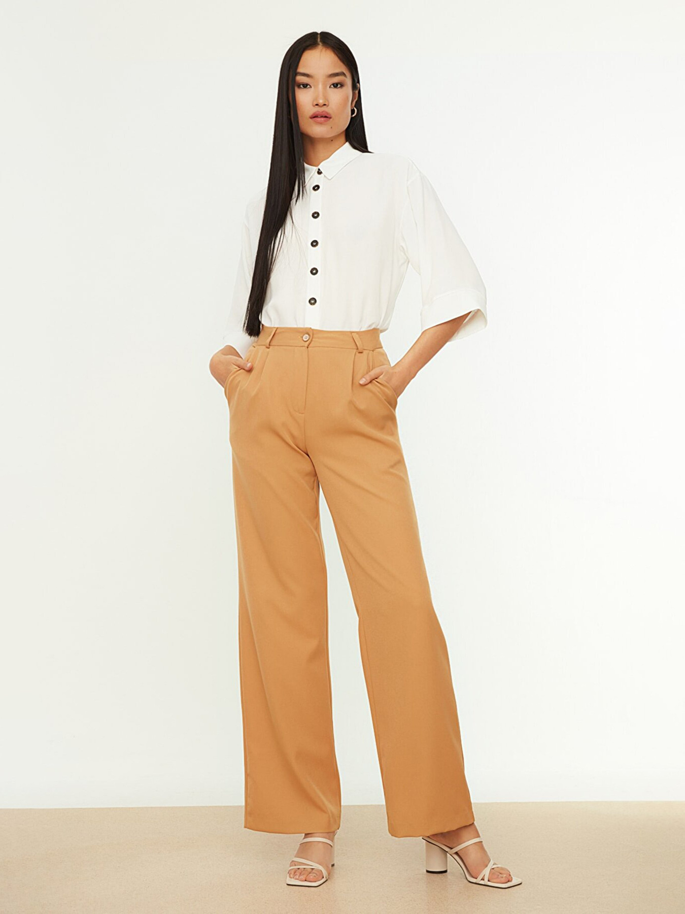 Штани палаццо Trendyol модель TWOAW21PL0076/Kahverengi Фото