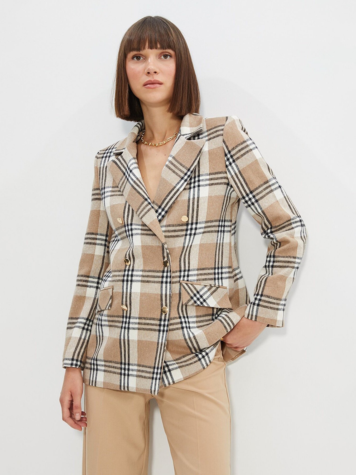 Блейзер Trendyol Модель TWOAW22CE0178/Camel Фото