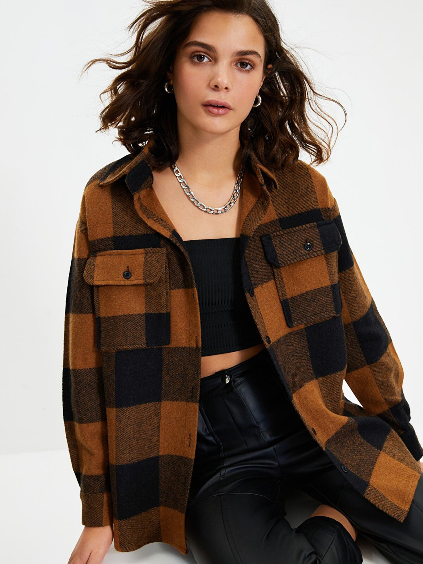 Сорочка повсякденна Trendyol модель TWOAW22GO0595/Camel Фото