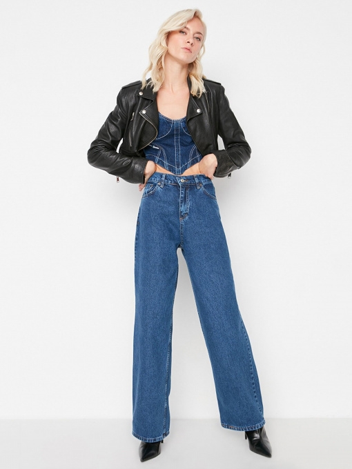 Широкие джинсы Trendyol модель TWOAW22JE0794/Lacivert Фото