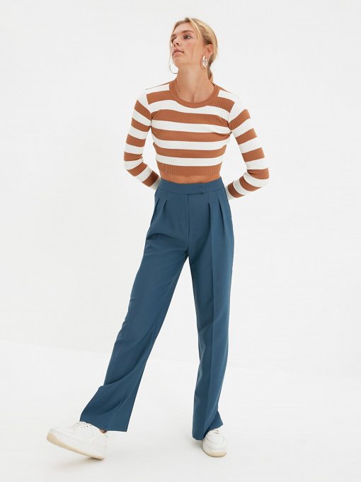 Класичні штани Trendyol модель TWOAW22PL0066/Petrol Фото