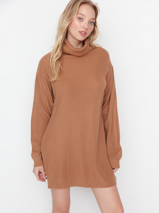 Платье мини Trendyol модель TWOAW23EL00026/Kahverengi Фото