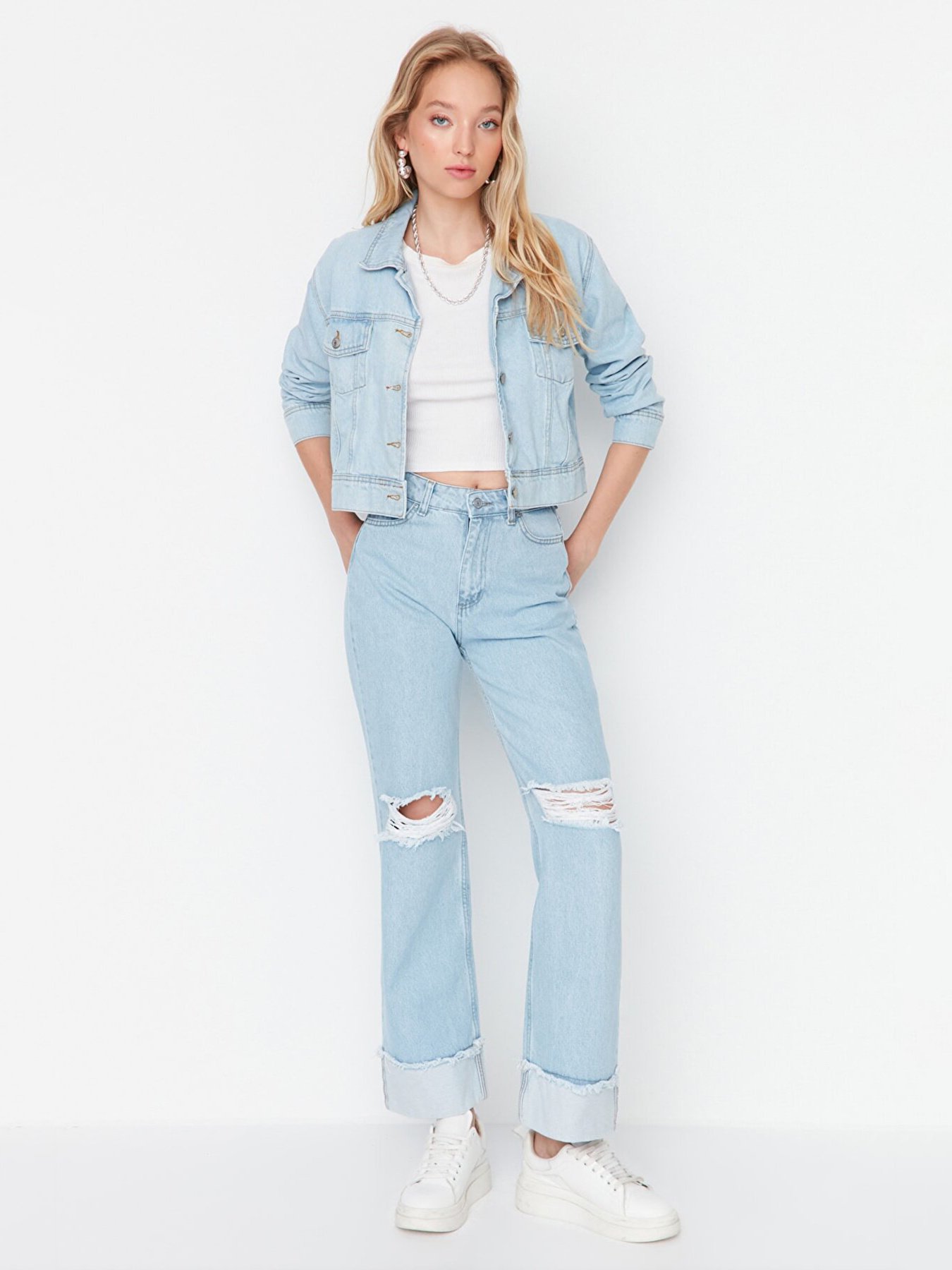 Широкі джинси Trendyol модель TWOAW23JE00175/Acik Mavi Фото