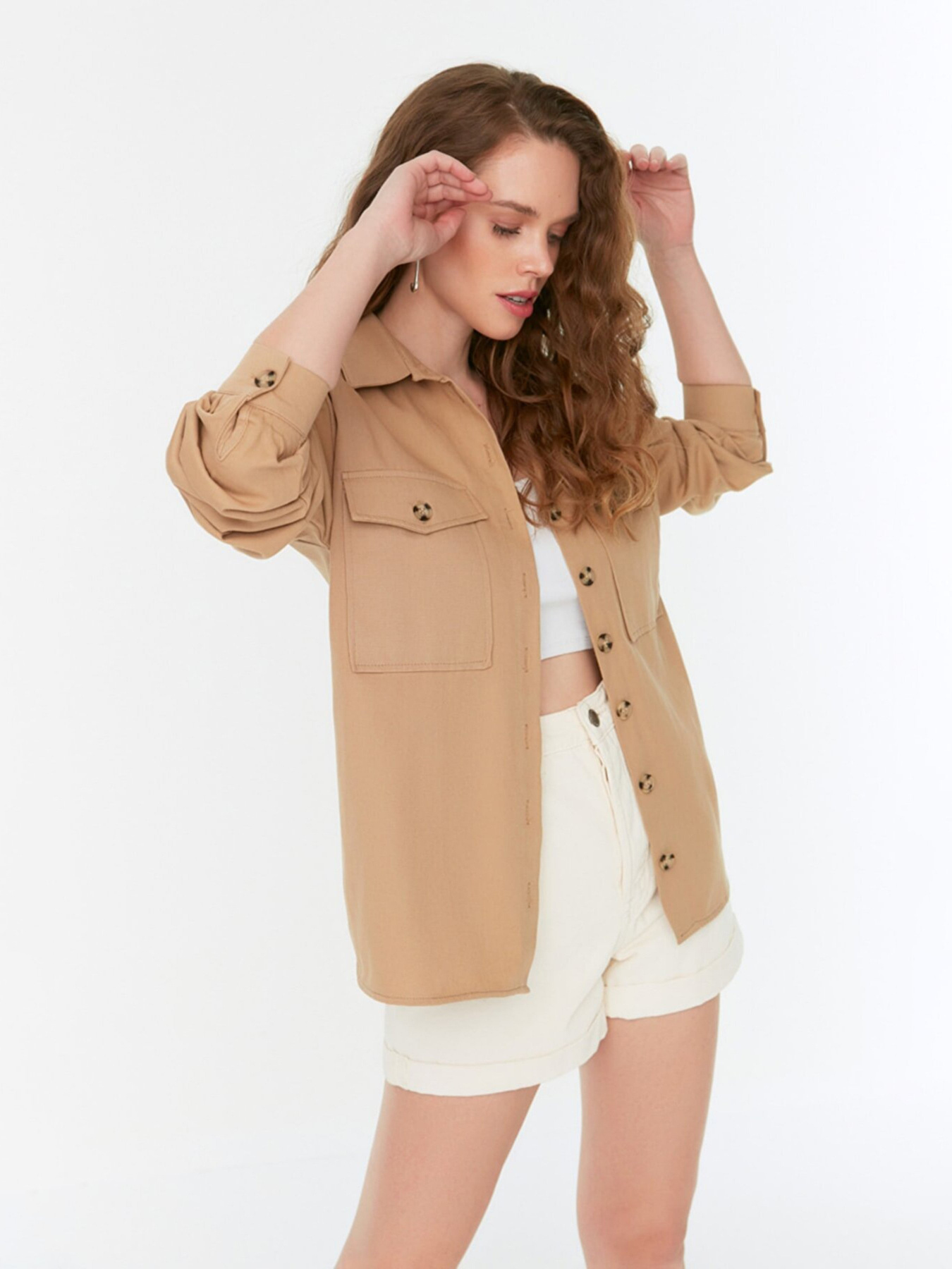 Рубашка Trendyol модель TWOSS22GO0730/Bej Фото