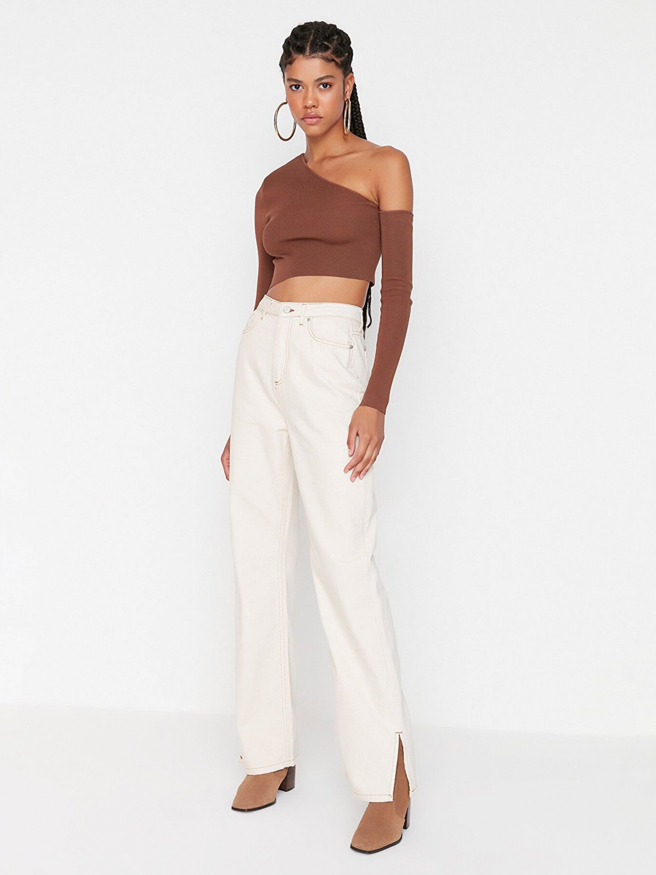 Широкі джинси Trendyol модель TWOSS22JE00060/Beyaz Фото