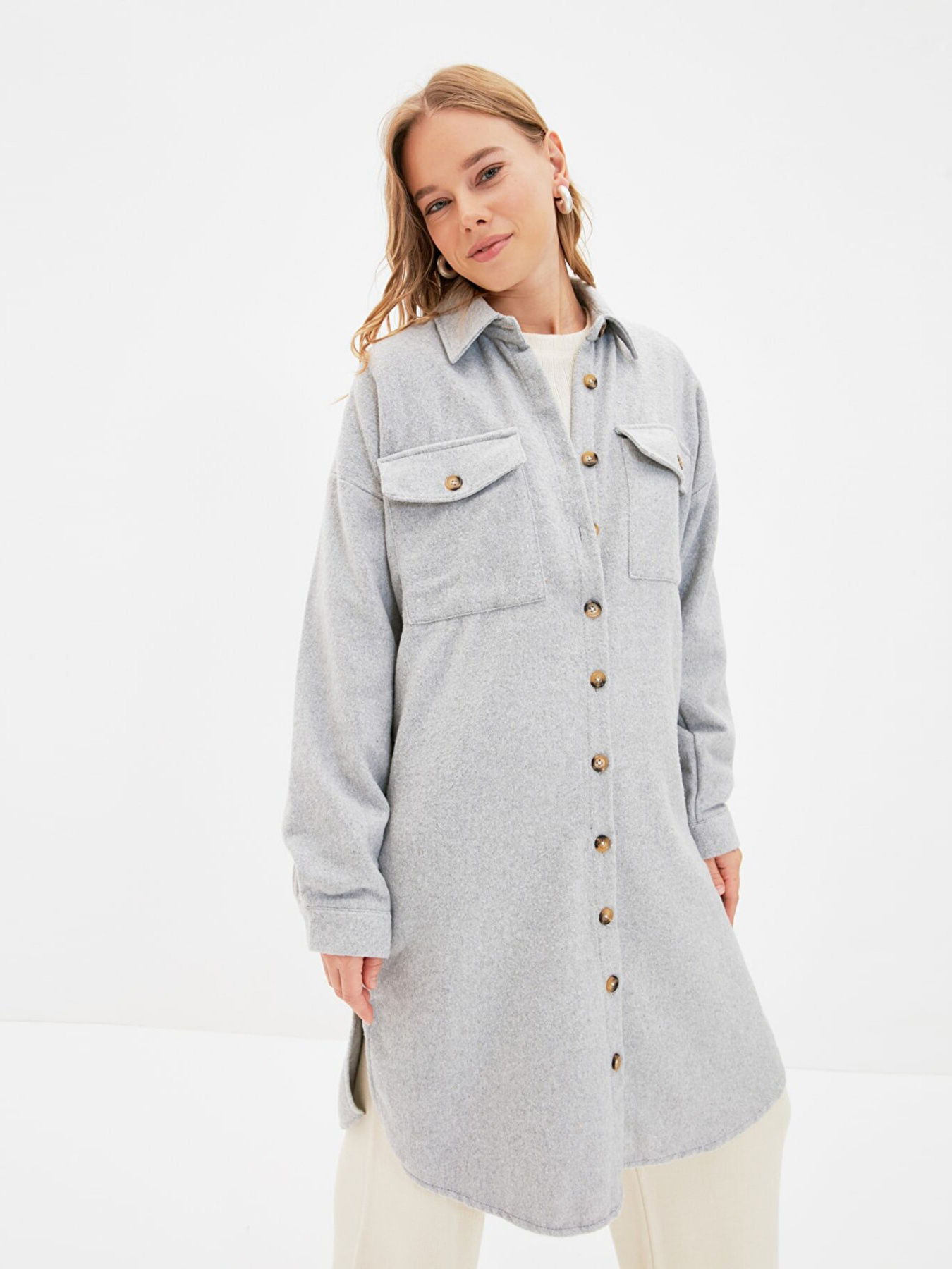 Пальто Trendyol модель TCTAW22UK0067/Gri Фото